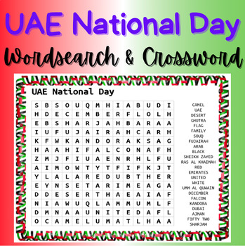 Word Search Crossword UAE National Day by TeachingTheGlobe TPT