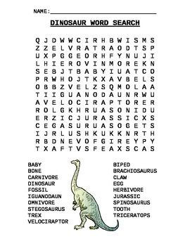 Preview of Word Search - Dinosaur Names