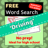 Word Search - 'Driving' (Freebie) - Great for teens/high school