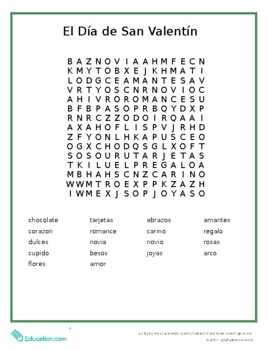 Word Search El Día de San Valentin by Sharon Gerdes | TpT