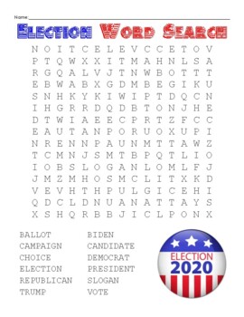 Preview of Word Search - Election 2020
