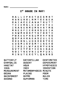 word search first grade words in may by mr superman school store