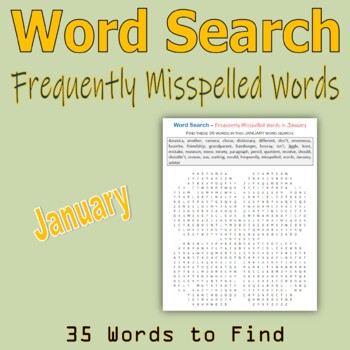 Preview of Word Search - Frequently Misspelled Words in January (Elementary Students)