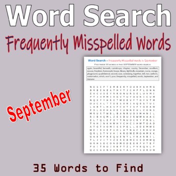 Preview of Word Search - Frequently Misspelled Words in September (Elementary Students)