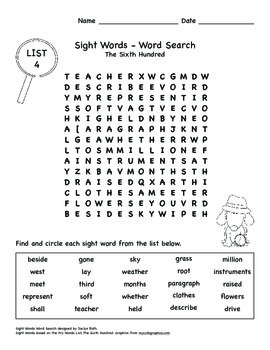 Word Search - Fry Sight Words Bundle: 1-600 by Jaclyn Rath | TpT