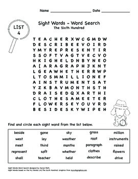 word search fry sight words bundle 1 600 by jaclyn rath tpt