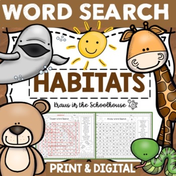Preview of Word Search Habitats | Easel Activity Distance Learning