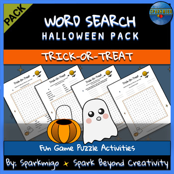 Preview of Word Search Halloween Puzzle Pack No Prep Worksheet – Trick Or Treat