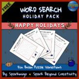 Word Search - Happy Holidays - Christmas, Hanukkah, Kwanzaa - Freebie No Prep