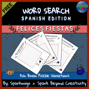 Preview of Word Search - Happy Holidays - Christmas, Hanukkah, Kwanzaa - Freebie (Spanish)