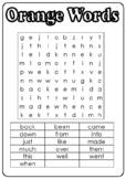 Word Search - High Frequency Words - Sight Words - Orange Words