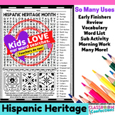 Word Search Hispanic Heritage Month Puzzle Activity with P