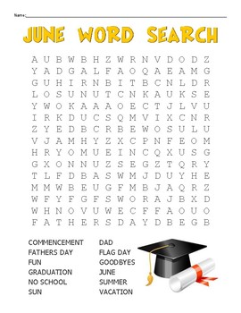 word search june by mr superman school store tpt