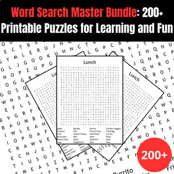 Preview of Word Search Master Bundle: 200+ Printable Puzzles for Learning and Fun