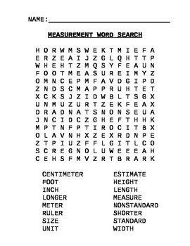 Preview of Word Search - Measurement