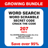 BUNDLE: Word Search Puzzles + Word Scramble +  Secret Code