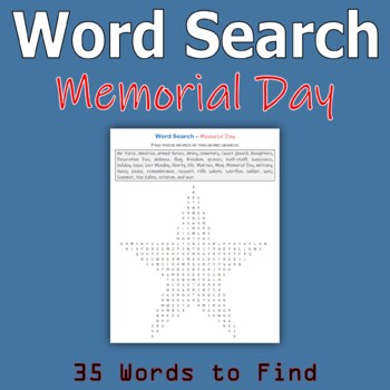 Preview of Word Search - Memorial Day