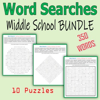 Preview of Word Search - Middle School BUNDLE