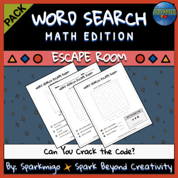 Preview of Word Search Mini Escape Room Puzzle: Addition Math Game Pack #1 No Prep Activity