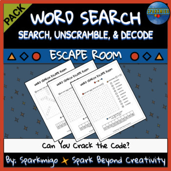 Preview of Word Search Mini Escape Room Puzzle: Search, Unscramble & Decode No Prep Pack #1