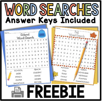 Preview of Word Search | Morning Work | printable | Sub Plans | Early Finishers