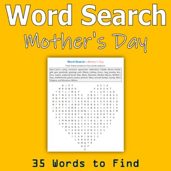 Preview of Word Searches - Mother’s Day