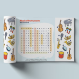 Word Search: Musical Instruments Themed Puzzle Vocabulary 