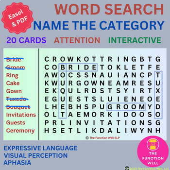 Preview of Word Search - Name the Category Task (Aphasia Game) Speech Therapy Activity