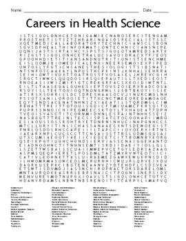 Preview of 4 Word Searches: Careers, Industries, Major & Pathway in Health Science + Bonus