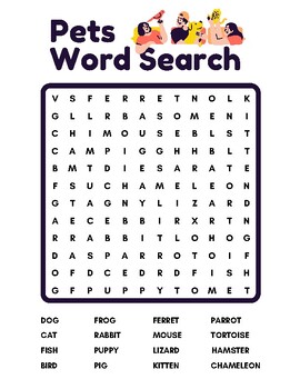Preview of Word Search-Pets