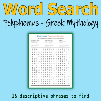 Preview of Word Search - Polyphemus, a Cyclops (Greek Mythology)