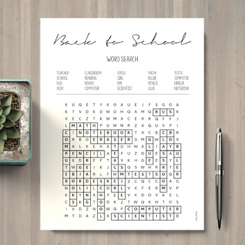 Preview of Word Search Puzzle | Back to School - With Solution Page