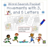 Word Search Puzzle Packet: Movement Vocabulary 18 Puzzles 