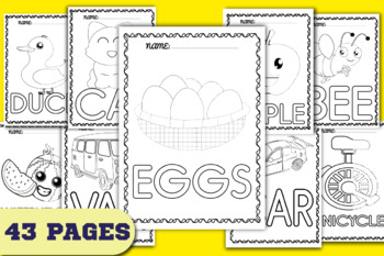 Preview of Trace & Color Worksheets | animal, food, vehicle Tracing and Coloring Pages