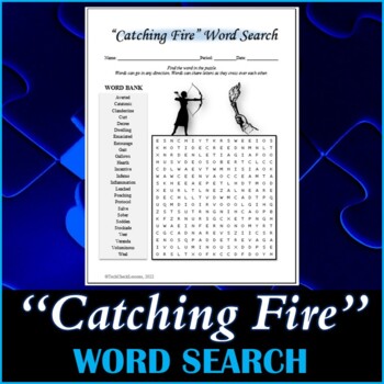 Preview of Word Search Puzzle for "Catching Fire" Novel by Suzanne Collins