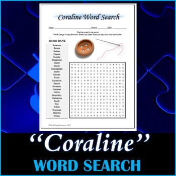 Preview of Word Search Puzzle for "Coraline" Novel by Neil Gaiman