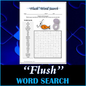 Preview of Word Search Puzzle for "Flush" Novel by Carl Hiaasen