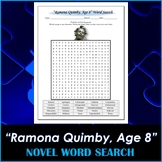 Word Search Puzzle for “Ramona Quimby, Age 8” novel by Bev