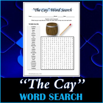 Preview of Word Search Puzzle for "The Cay" Novel by Theodore Taylor