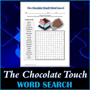 Preview of Word Search Puzzle for "The Chocolate Touch" Novel by Patrick Skene Catling