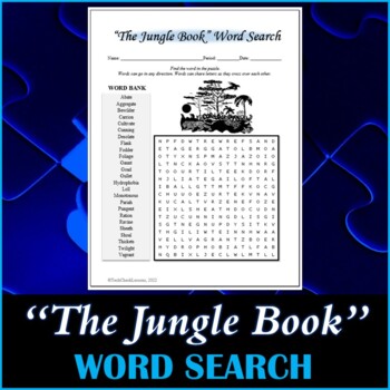 Preview of Word Search Puzzle for "The Jungle Book" Novel by Rudyard Kipling