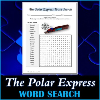 Preview of Word Search Puzzle for "The Polar Express" Novel by Chris Van Allsburg
