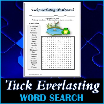 Preview of Word Search Puzzle for "Tuck Everlasting" Novel by Natalie Babbitt