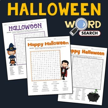 Preview of Word Search Puzzles Halloween Themed Activity 2nd 3rd 4th Grade Worksheets