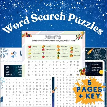 Preview of Word Search Puzzles - Word Find Grid - Spelling Enhancer - Weather, Space ...