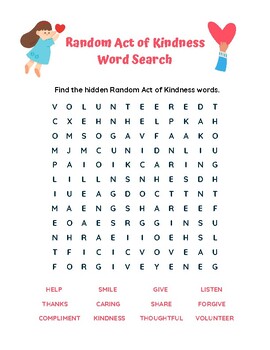 Preview of Word Search-Random Acts of Kindness