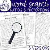 Word Search Ratios and Proportions 7th Grade Math Vocabulary