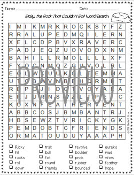 Ricky, the Rock That Couldn't Roll Word Search by Teaching Literacy