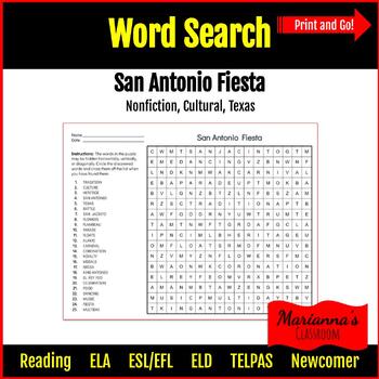 Preview of Word Search - San Antonio Fiesta