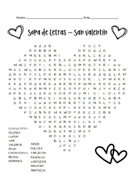 Word Search- San Valentín by Love4Spanish | Teachers Pay Teachers